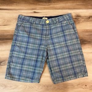 Levi's Shorts Womens 14 Blue Plaid Bermuda Flat Front Cotton